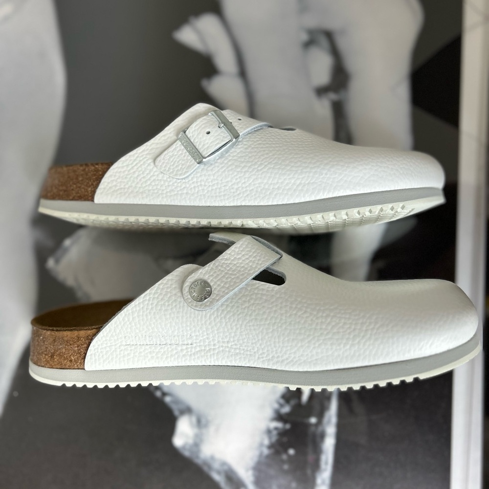 Birkenstock Boston White Clogs